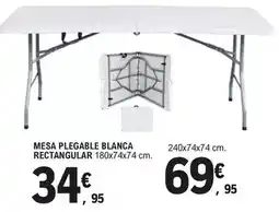 E.Leclerc Mesa plegable blanca rectangular oferta
