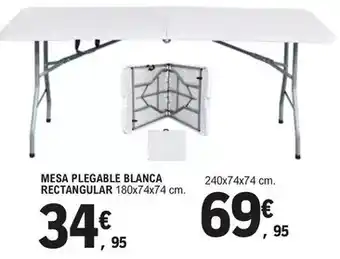 E.Leclerc Mesa plegable blanca rectangular oferta