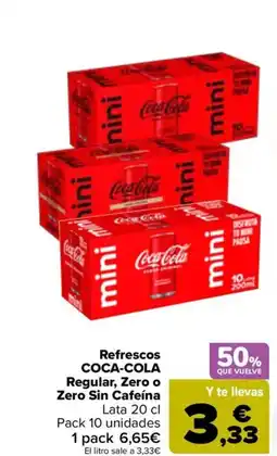 Carrefour COCA-COLA Refrescos Regular, Zero o Zero Sin Cafeína oferta