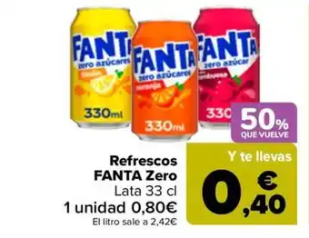Carrefour FANTA Refrescos Zero oferta