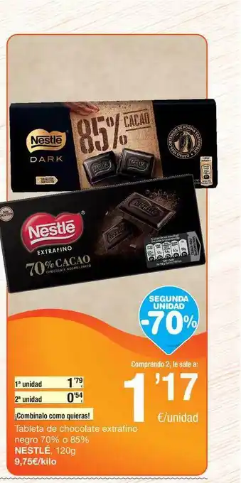 SPAR Fragadis Nestlé Tableta De Chocolate Extrafino Negro 70% O 85% 120g oferta