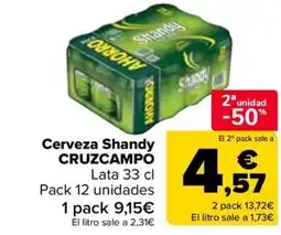 Carrefour CRUZCAMPÓ Cerveza Shandy oferta
