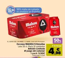 Carrefour MAHOU 5 Cerveza Estrellas oferta