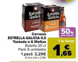 Carrefour ESTRELLA GALICIA Cerveza 0,0 Tostada o 6 Maltas oferta