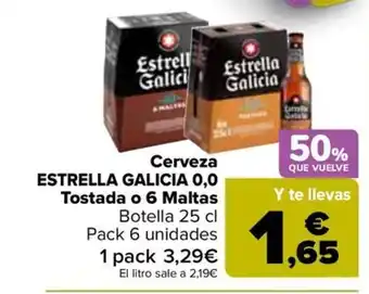 Carrefour ESTRELLA GALICIA Cerveza 0,0 Tostada o 6 Maltas oferta