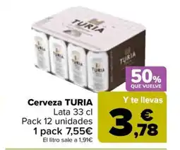Carrefour TURIA Cerveza oferta