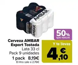 Carrefour AMBAR Cerveza Export Tostada oferta