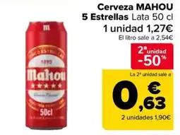 Carrefour MAHOU 5 Cerveza Estrellas oferta