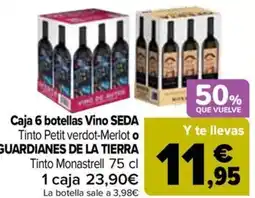 Carrefour Caja 6 botellas vino seda tinto petit verdot-merlot o guardianes de la tierra oferta