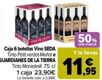 Carrefour Caja 6 botellas vino seda tinto petit verdot-merlot o guardianes de la tierra oferta