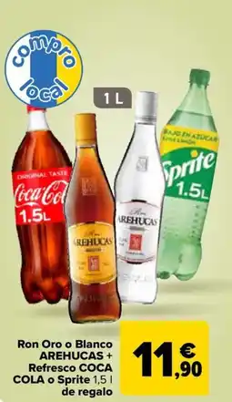 Carrefour COCA COLA Ron Oro o Blanco AREHUCAS + Refresco o Sprite de regalo oferta