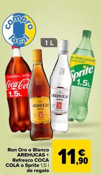 Carrefour COCA COLA Ron Oro o Blanco AREHUCAS + Refresco o Sprite de regalo oferta