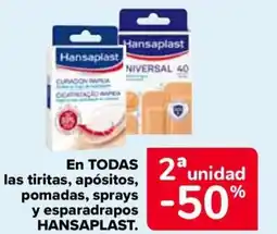 Carrefour HANSAPLAS En todas las tiritas, apósitos, pomadas, sprays y esparadrapos oferta