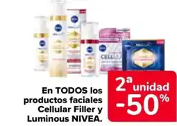Carrefour NIVEA En todos los productos faciales cellular filler y luminous oferta