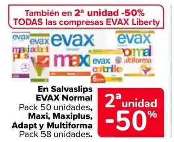 Carrefour EVAX En Salvaslips Normal Maxi, Maxiplus, Adapt y Multiforma oferta