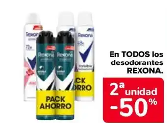 Carrefour REXONA En todos los desodorantes oferta