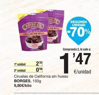 SPAR Fragadis Bicentury Ciurelas De Califorina Sin Hueso Borges 150g oferta
