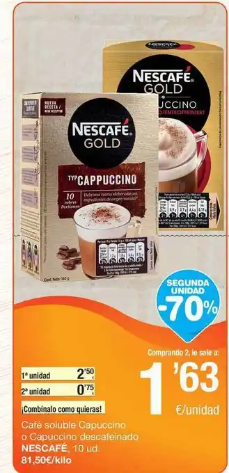 SPAR Fragadis Nescafé Café Soluble Capuccino O Cupuccino Descafeinado 10ud oferta
