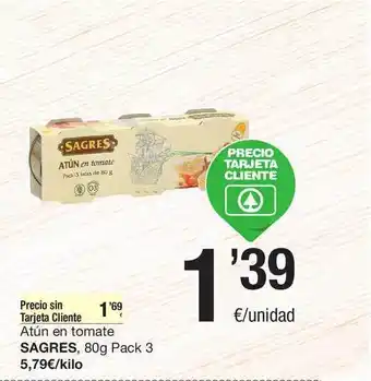 SPAR Fragadis Sagres Atún En Tomate 80g Pack 3 oferta