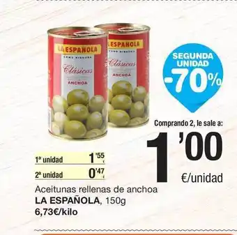 SPAR Fragadis La Española Acetiunas Rellenas De Anchoas 150g oferta