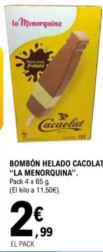 E.Leclerc LA MENORQUINA Bombón helado cacolat oferta