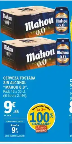 E.Leclerc MAHOU 0,0 Cerveza tostada sin alcohol oferta