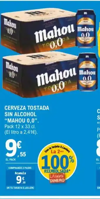 E.Leclerc MAHOU 0,0 Cerveza tostada sin alcohol oferta