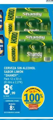 E.Leclerc SHANDY Cerveza sin alcohol sabor limón oferta