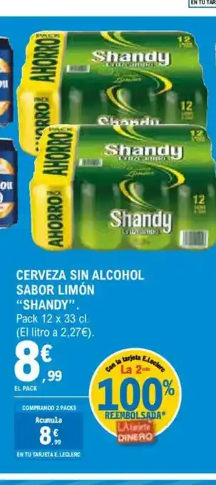 E.Leclerc SHANDY Cerveza sin alcohol sabor limón oferta