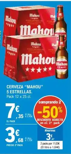 E.Leclerc MAHOU 5 ESTRELLAS Cerveza oferta