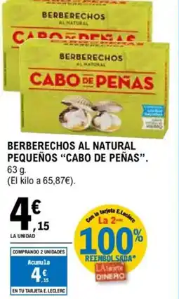 E.Leclerc CABO DE PEÑAS Berberechos al natural pequeños oferta