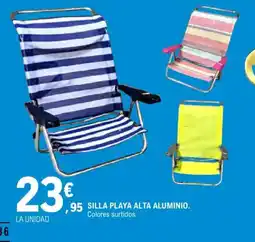 E.Leclerc Silla playa alta aluminio oferta