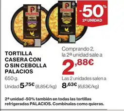 Supercor PALACIOS Tortilla casera con o sin cebolla oferta