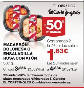 Supercor Macarrón boloñesa o ensaladilla rusa con atún oferta