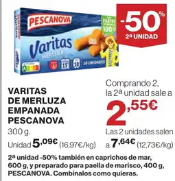 Supercor PESCANOVA Varitas de merluza empanada oferta