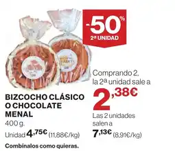Supercor Bizcocho clásico o chocolate menal oferta