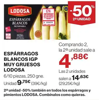 Supercor LODOSA Espárragos blancos igp muy gruesos oferta
