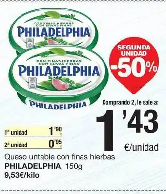SPAR Fragadis Philadephia Queso Untable Con Finas Hierbas 150g oferta
