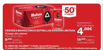 Supercor Cerveza mahou cinco estrellas edición limitada oferta