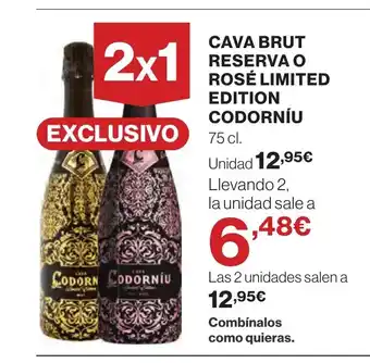 Supercor CODORNÍU Cava brut reserva o rosé limited edition oferta