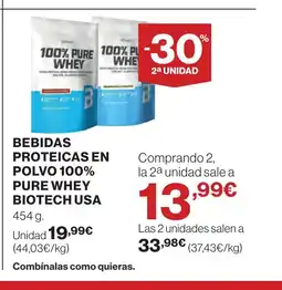 Supercor Bebidas proteicas en polvo 100% pure whey biotech usa oferta