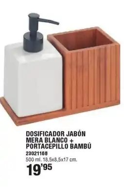 Optimus Dosificador jabón mera blanco + portacepillo bambú oferta