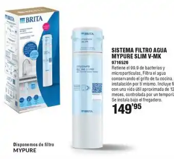 Optimus Sistema filtro agua mypure slim v-mk oferta