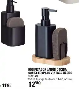 Optimus Dosificador jabón cocina con estropajo vintage negro oferta