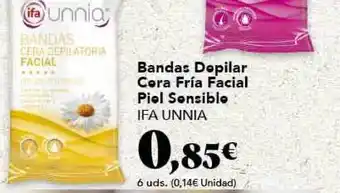 Gadis Bandas Depilar Cera Fría Facial Peil Sensible Fia Unnia oferta