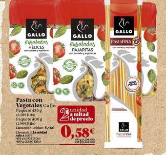 Gadis Pasta Con Vegetales Gallo oferta