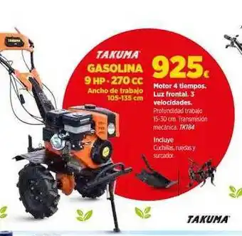 Takuma Gasolina 9 Hp-270cc Ancho De Trabajo
