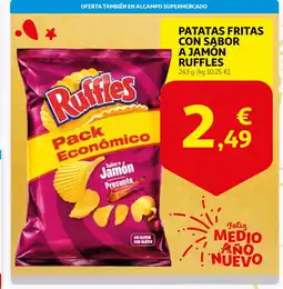 Alcampo RUFFLES Patatas fritas con sabor a jamón oferta