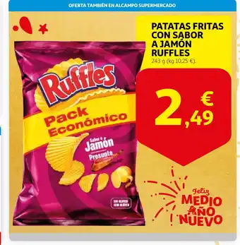Alcampo RUFFLES Patatas fritas con sabor a jamón oferta