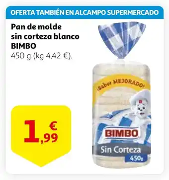 Alcampo BIMBO Pan de molde sin corteza blanco oferta